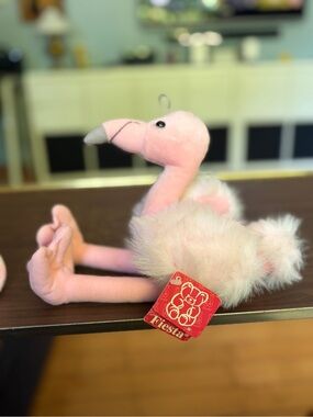 Fiesta Light Pink Plush Flamingo with Fluffy Feathers
